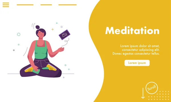 Vector landing page of Meditation concept — Stock Vector