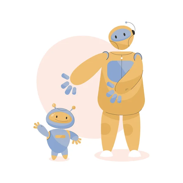 Two cute robots assistants. Robotic machines with artificial intelligence — Stock Vector