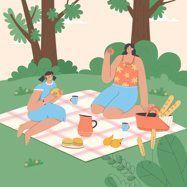 Pasar tiempo en familia en el concepto de picnic — Archivo Imágenes Vectoriales