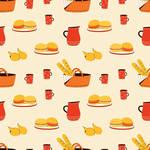 Vector seamless pattern with foods elements
