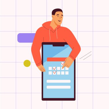 Takvimdeki adam etkinlikleri büyük akıllı telefon kullanarak planlıyor