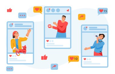 Sosyal medya konsepti. İnsanların kişisel ve iş günlükleri