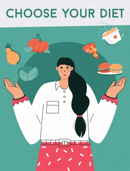Diyet konseptinizin vektör posteri