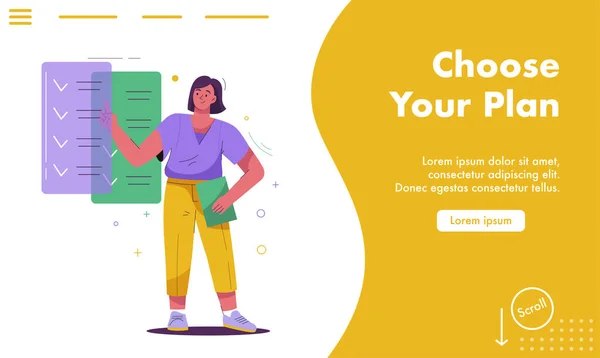 Vector landing page of Choose plan concept — Vettoriale Stock