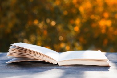 Ahşap arkaplan üzerine kitap aç