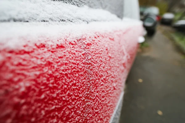 Frozen side of car closeup — Stock Photo, Image