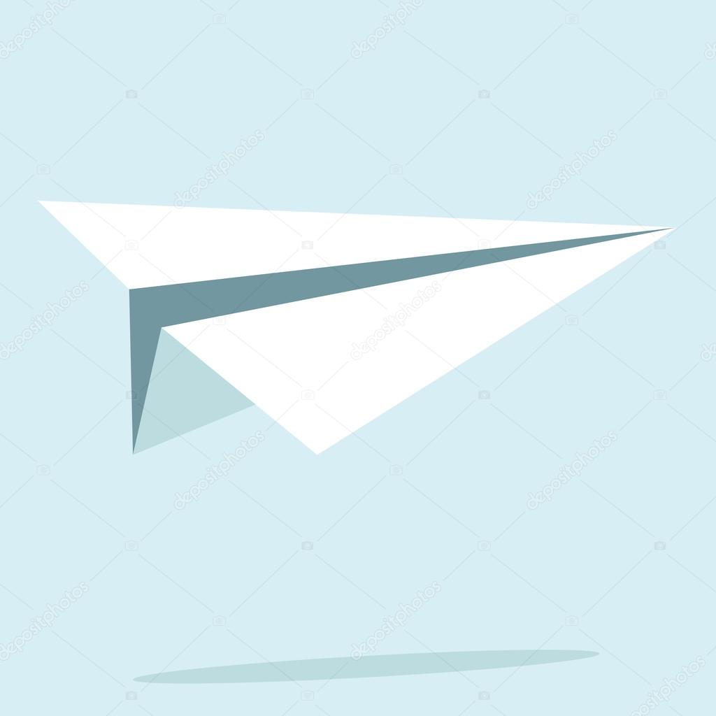 Paper plane on blue background
