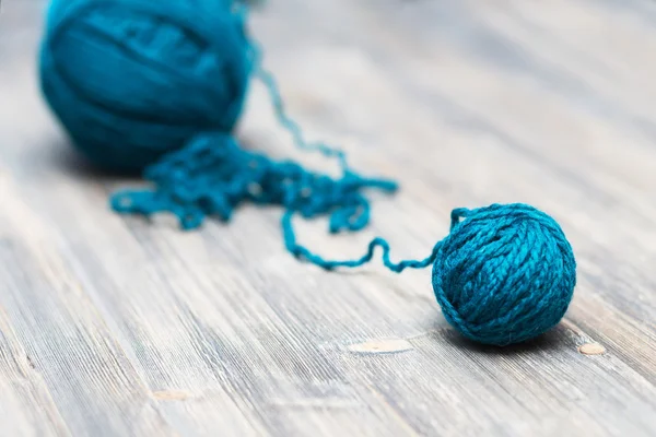 Blue ball of wool — Stock Photo, Image