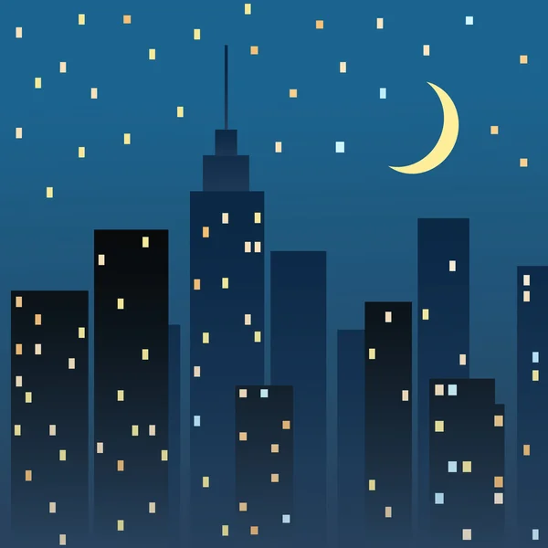 Paisaje urbano nocturno. Ilustración vectorial — Archivo Imágenes Vectoriales