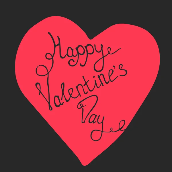 Happy Valentines Day. Hand getekend van letters voorzien. Achtergrond met hart. — Stockvector