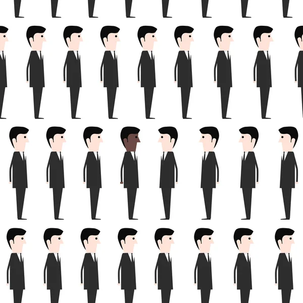 Grupo de hombres blancos y un hombre negro — Vector de stock