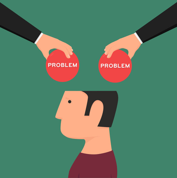 Запутавшийся человек. Голова болит. Размышляя о проблемах
