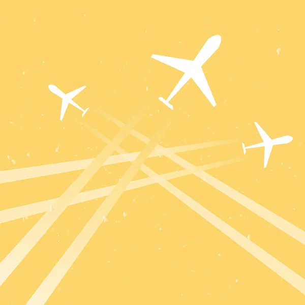 Siluety letadla v nebi — Stockový vektor