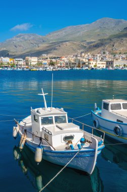 Fishermans tekne Yunan mavi ve beyaz, Yunanistan