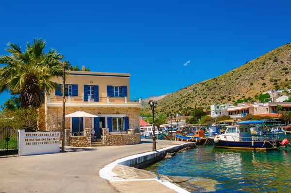 Small port with colorful boats, Greece — Stock Photo, Image