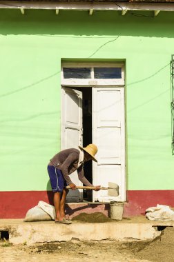 Cuban worker on street