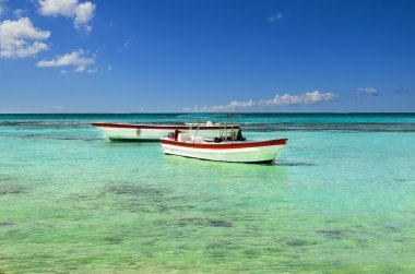 boats on azur exotic Caribbean Sea clipart