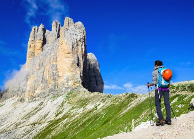 woman at Dolomites Mountains, Italy clipart