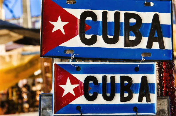 Red-blue-white Cuban flag on metal plates — Stock Photo, Image