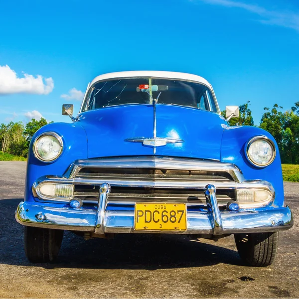 蓝色经典的美国车 — 图库照片