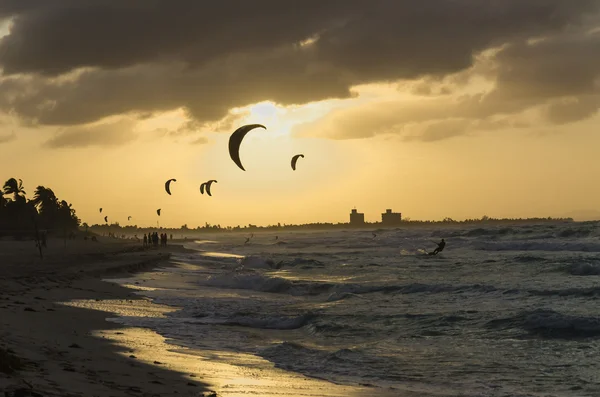 Profi-Kiter macht den schwierigen Trick Stockfoto