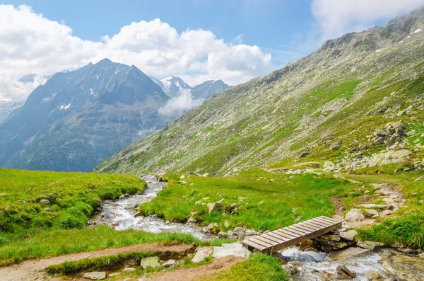 Альпийский пейзаж с горным ручьем в Австрии — стоковое фото