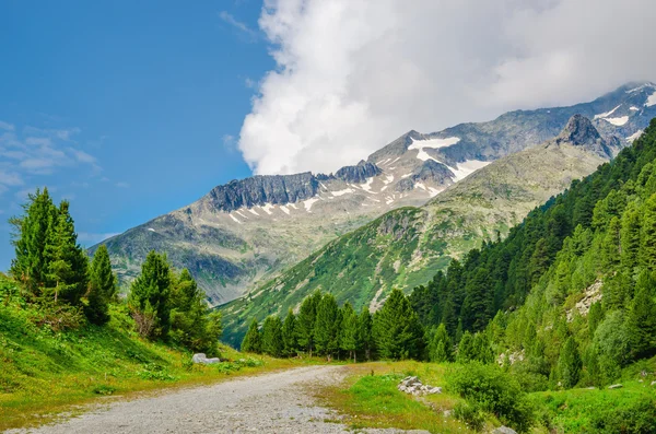 Alpské krajiny a vysoké horské štíty, Rakousko — Stock fotografie