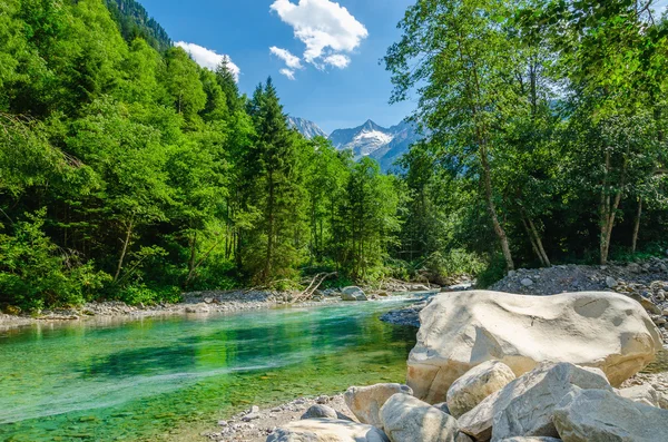 Paisaje alpino con un arroyo de montaña, Austria — Foto de Stock