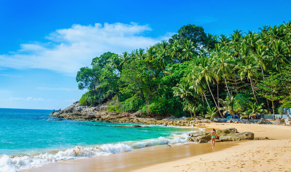 Тихий рай пляж пальмы, Таиланд
