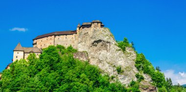 Orava Castle, green trees with blue sky, Slovakia