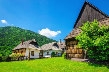 Wooden huts in Vlkolinec traditional village