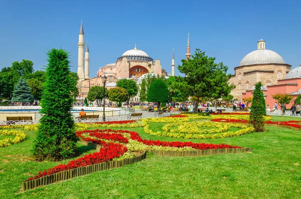 Hagia Sophia with flower garden, Istanbul, Turkey — ストック写真