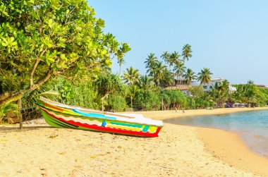 Egzotik Asya plaj renkli tekne, Sri Lanka ile