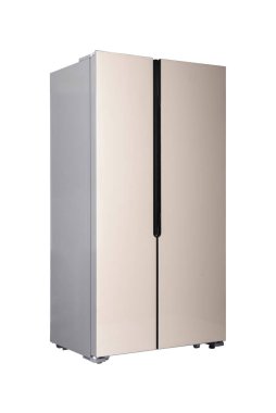 Beyaz Arka Plan Üzerinde İzole Yeni Buzdolabı. Modern Mutfak ve Ev Aletleri