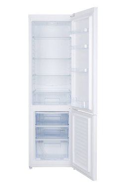 Beyaz Arka Plan Üzerinde İzole Yeni Buzdolabı. Modern Mutfak ve Ev Aletleri