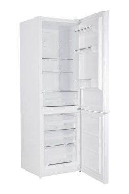 Beyaz Arka Plan Üzerinde İzole Yeni Buzdolabı. Modern Mutfak ve Ev Aletleri