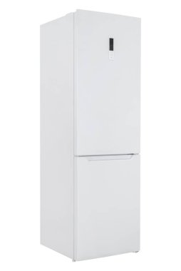 Beyaz Arka Plan Üzerinde İzole Yeni Buzdolabı. Modern Mutfak ve Ev Aletleri