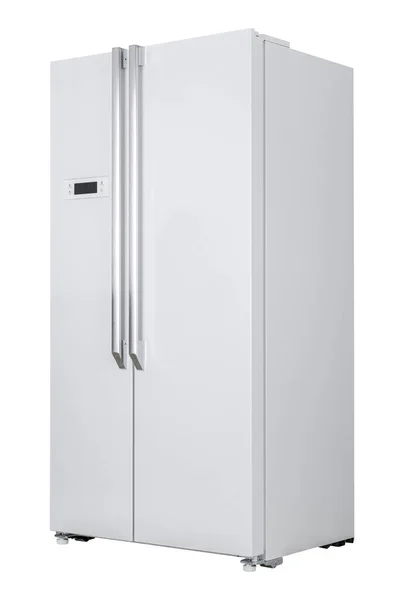 Nuevo Refrigerador Aislado Sobre Fondo Blanco Cocina Moderna Electrodomésticos Principales — Foto de Stock