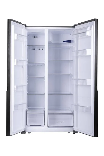 Новый Холодильник Изолирован Белом Фоне Современная Кухня Бытовая Техника Стоковое Изображение