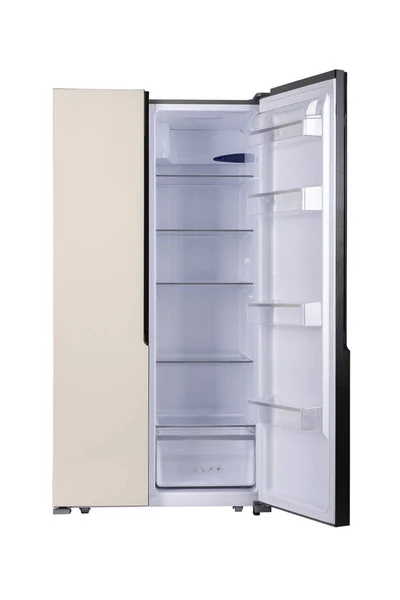 Новый Холодильник Изолирован Белом Фоне Современная Кухня Бытовая Техника Стоковое Фото