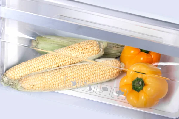 Offener Kühlschrank Voller Frischem Obst Und Gemüse Gesunde Ernährung Biologische — Stockfoto