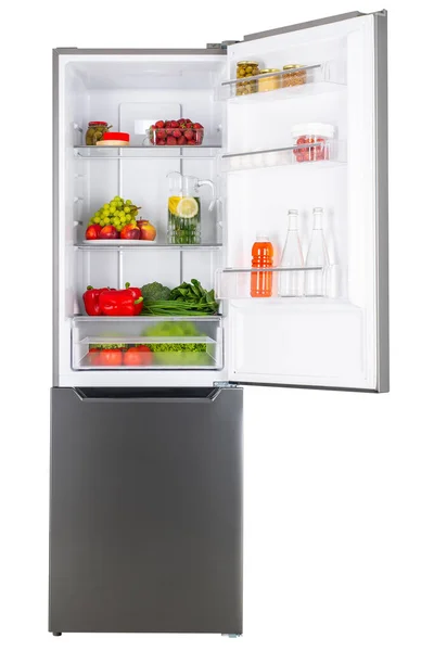 Відкритий Холодильник Повний Свіжих Фруктів Овочів Здорове Харчування Органічне Харчування — стокове фото