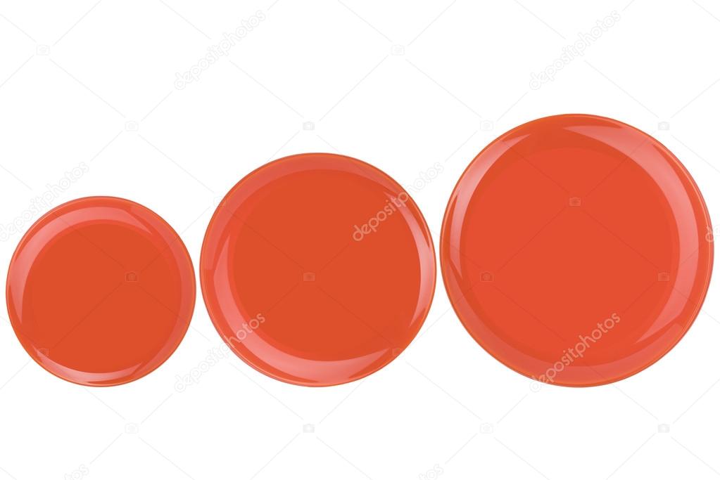 Orange plates on a white background