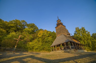 Eski geleneksel ahşap kilise Zakarpattia bölgeden, Western U