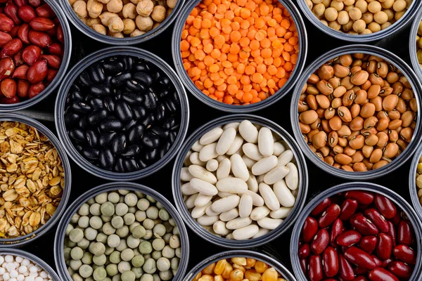 Top View Capture Cans Grains — Stock Photo, Image