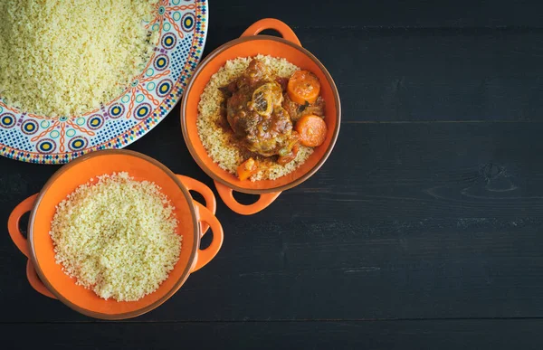 Ramadan Meal Lamb Couscous Arabic Cuisine Copy Space Top View — Stock Photo, Image