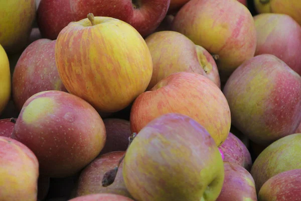 Apples for sale at a farmer market stall in Spain