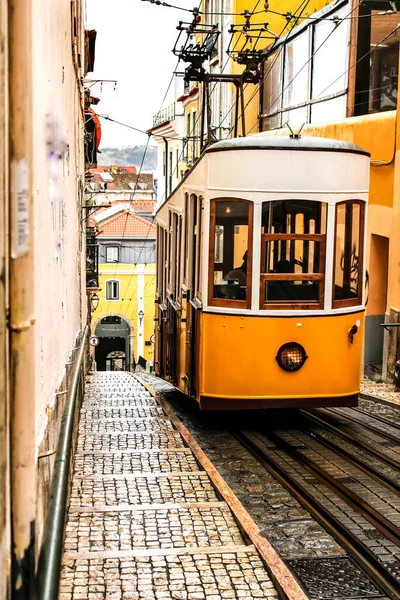 Elevator da Bica in winter in Lisbon, Portugal