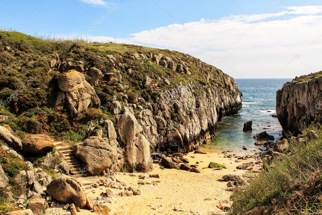 Views of the wild Atlantic Ocean with beautiful cliffs and beaches in Peniche, Portugal