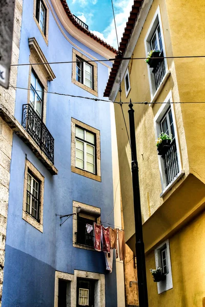 Anciennes Maisons Colorées Rues Lisbonne Portugal Printemps Façades Majestueuses Vieux — Photo